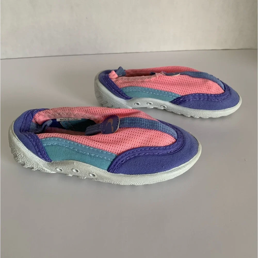 Prospirit Water Shoes Baby Girls Size 7 Blue Pink Pool Rubber Non-Slip Bottom